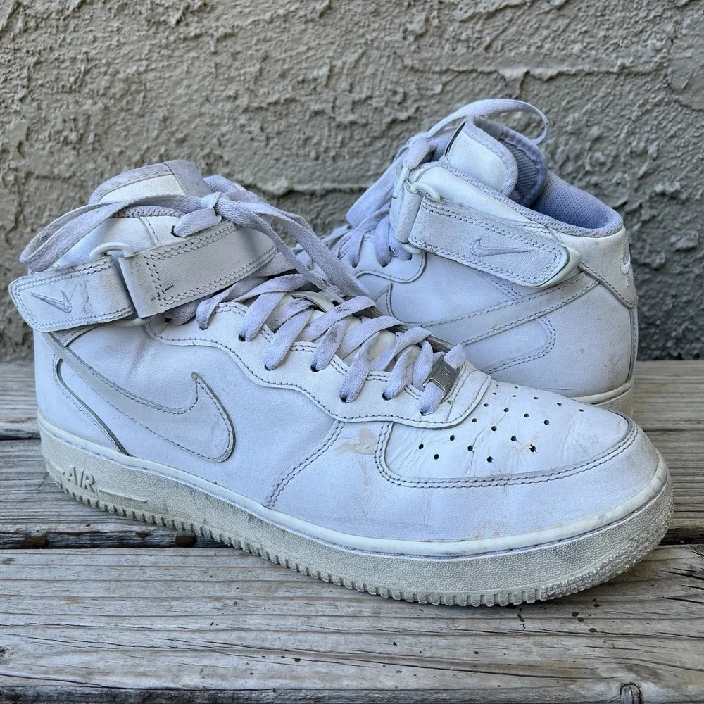 Nike Shoes Men Size 13 Air‎ Force 1 Mid  White Sneakers Hi